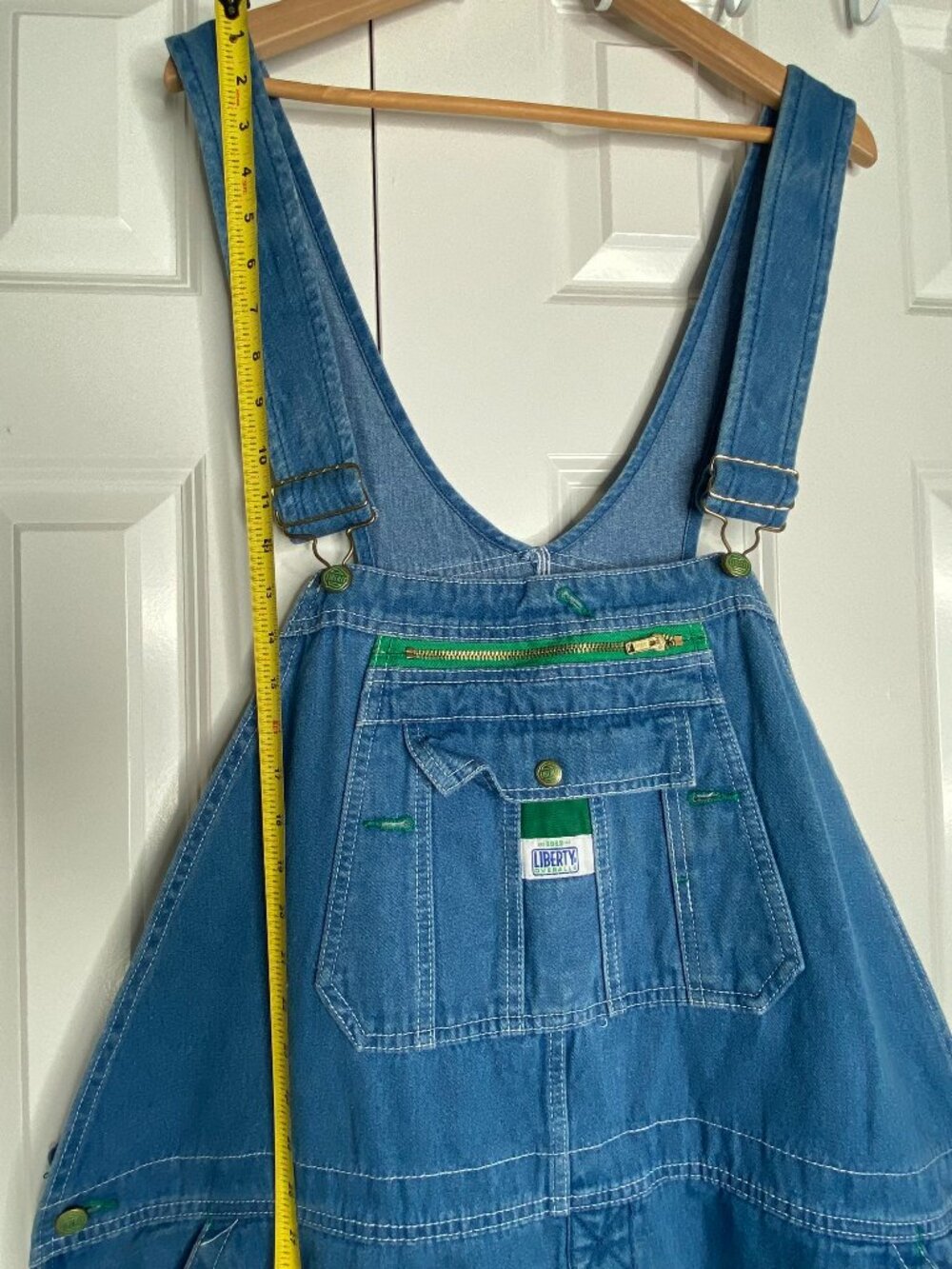 Liberty Mens Bib Overalls 44x32 Blue Denim Carpenter Workwear Utility - Used